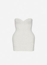 Load image into Gallery viewer, Strapless wool mini dress in cream dots
