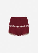 Load image into Gallery viewer, Lace-trim wool shorts in burgundy
