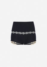 Load image into Gallery viewer, Lace-trim wool shorts in navy
