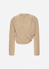 Load image into Gallery viewer, Bouclé draped knit top in beige
