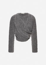 Load image into Gallery viewer, Bouclé draped knit top in grey
