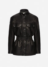 Load image into Gallery viewer, Belted utility jacket in black leather
