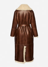 Load image into Gallery viewer, Shearling wrap coat in brown
