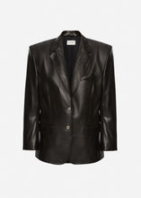 Load image into Gallery viewer, Boxy oversized leather blazer in black leather
