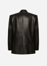 Load image into Gallery viewer, Boxy oversized leather blazer in black leather

