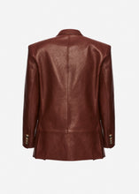 Load image into Gallery viewer, Boxy oversized leather blazer in brown
