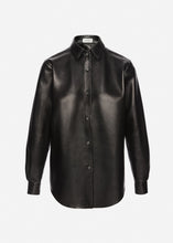 Load image into Gallery viewer, Leather button down shirt in black
