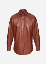 Load image into Gallery viewer, Leather button down shirt in brown
