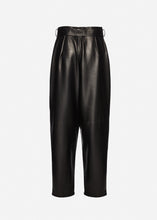 Load image into Gallery viewer, Belted leather pants in black
