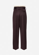 Load image into Gallery viewer, Lace-detail wool tapered trousers in burgundy

