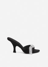 Load image into Gallery viewer, Crystal-embellished mules in black suede
