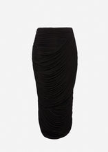Load image into Gallery viewer, Draped midi skirt in black

