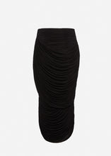 Load image into Gallery viewer, Draped midi skirt in black
