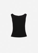 Load image into Gallery viewer, Floral appliqué keyhole top in black
