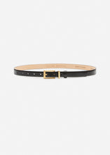 Load image into Gallery viewer, Thin classic black leather belt in gold
