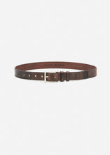 Load image into Gallery viewer, Patina burgundy leather belt with silver buckle

