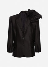 Load image into Gallery viewer, Classic flower appliqué blazer in black
