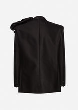Load image into Gallery viewer, Classic flower appliqué blazer in black
