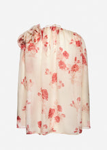 Load image into Gallery viewer, Classic silk flower blouse in beige print
