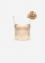 Load image into Gallery viewer, Flower appliqué silk tank in beige
