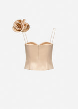 Load image into Gallery viewer, Flower appliqué silk tank in beige
