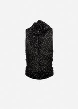 Load image into Gallery viewer, Sleeveless high-neck ruched top in black dots
