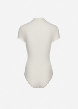 Load image into Gallery viewer, Lace-detail polo bodysuit in cream

