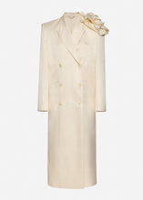 Load image into Gallery viewer, Double breasted flower appliqué coat in cream
