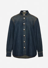 Load image into Gallery viewer, Oversized denim shirt in dark vintage blue

