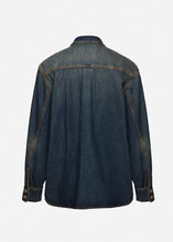 Load image into Gallery viewer, Oversized denim shirt in dark vintage blue
