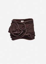 Load image into Gallery viewer, Floral appliqué denim mini skirt in brown
