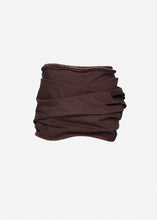 Load image into Gallery viewer, Floral appliqué denim mini skirt in brown
