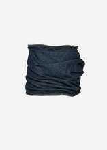 Load image into Gallery viewer, Floral appliqué denim mini skirt in dark vintage blue
