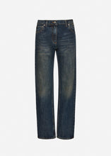 Load image into Gallery viewer, Straight-leg denim pants in dark vintage blue
