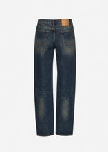 Load image into Gallery viewer, Straight-leg denim pants in dark vintage blue
