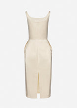 Load image into Gallery viewer, Roundneck hip pad midi dress in cream
