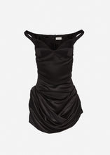 Load image into Gallery viewer, Off-shoulder bustier dress in black
