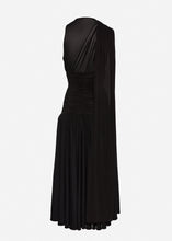 Load image into Gallery viewer, Drop-waist sheer midi dress in black
