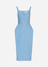 Load image into Gallery viewer, Buttoned hip pad dress in blue
