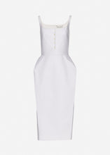 Load image into Gallery viewer, Buttoned hip pad dress in white
