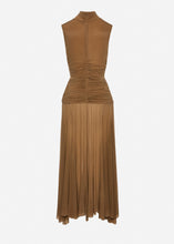 Load image into Gallery viewer, High-neck cupro maxi dress in beige
