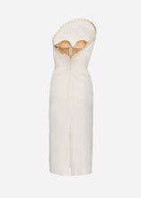 Load image into Gallery viewer, Lace trim sculptural midi dress in cream
