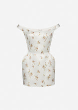 Load image into Gallery viewer, Off-shoulder hip pad mini dress in cream print
