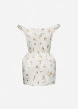 Load image into Gallery viewer, Off-shoulder hip pad mini dress in cream print
