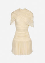 Load image into Gallery viewer, Drop-waist wrap mini dress in beige
