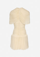 Load image into Gallery viewer, Drop-waist wrap mini dress in beige
