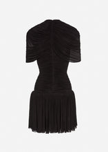 Load image into Gallery viewer, Drop-waist wrap mini dress in black
