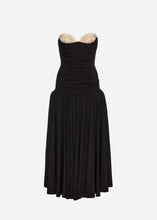 Load image into Gallery viewer, Lace-detail drop-waist maxi dress in black
