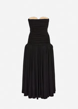 Load image into Gallery viewer, Lace-detail drop-waist maxi dress in black
