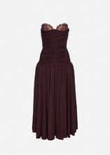 Load image into Gallery viewer, Lace-detail drop-waist maxi dress in bordeaux
